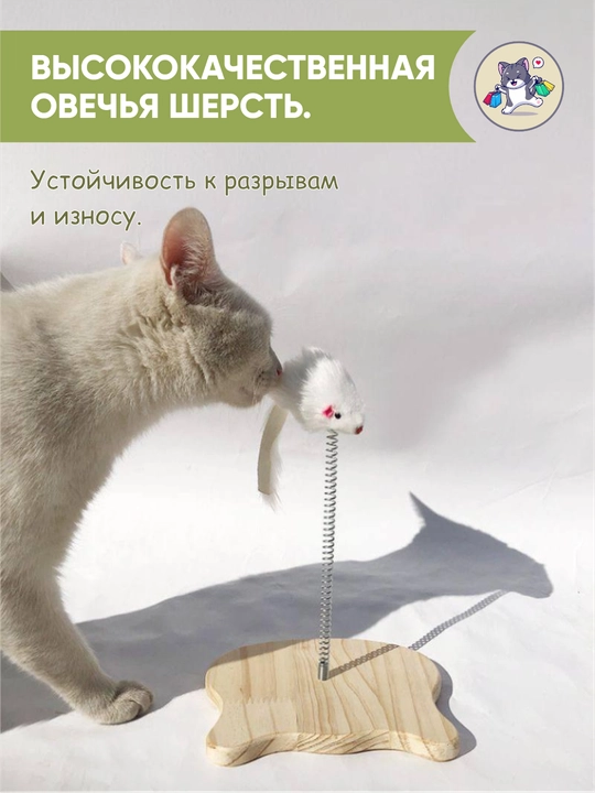 Игрушка для кошек мышка на пружине, когтеточка с мышкой для котят, интерактивная дразнилка - 