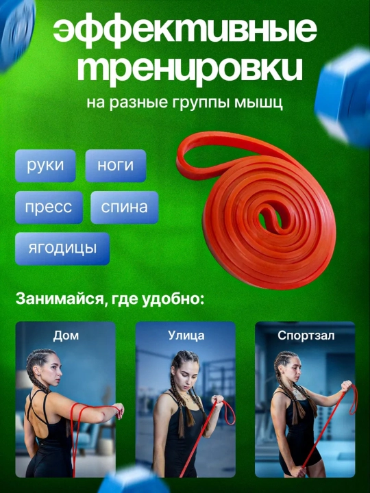 Набор фитнес резинок, эспандер ленточный, для силовых тренировок