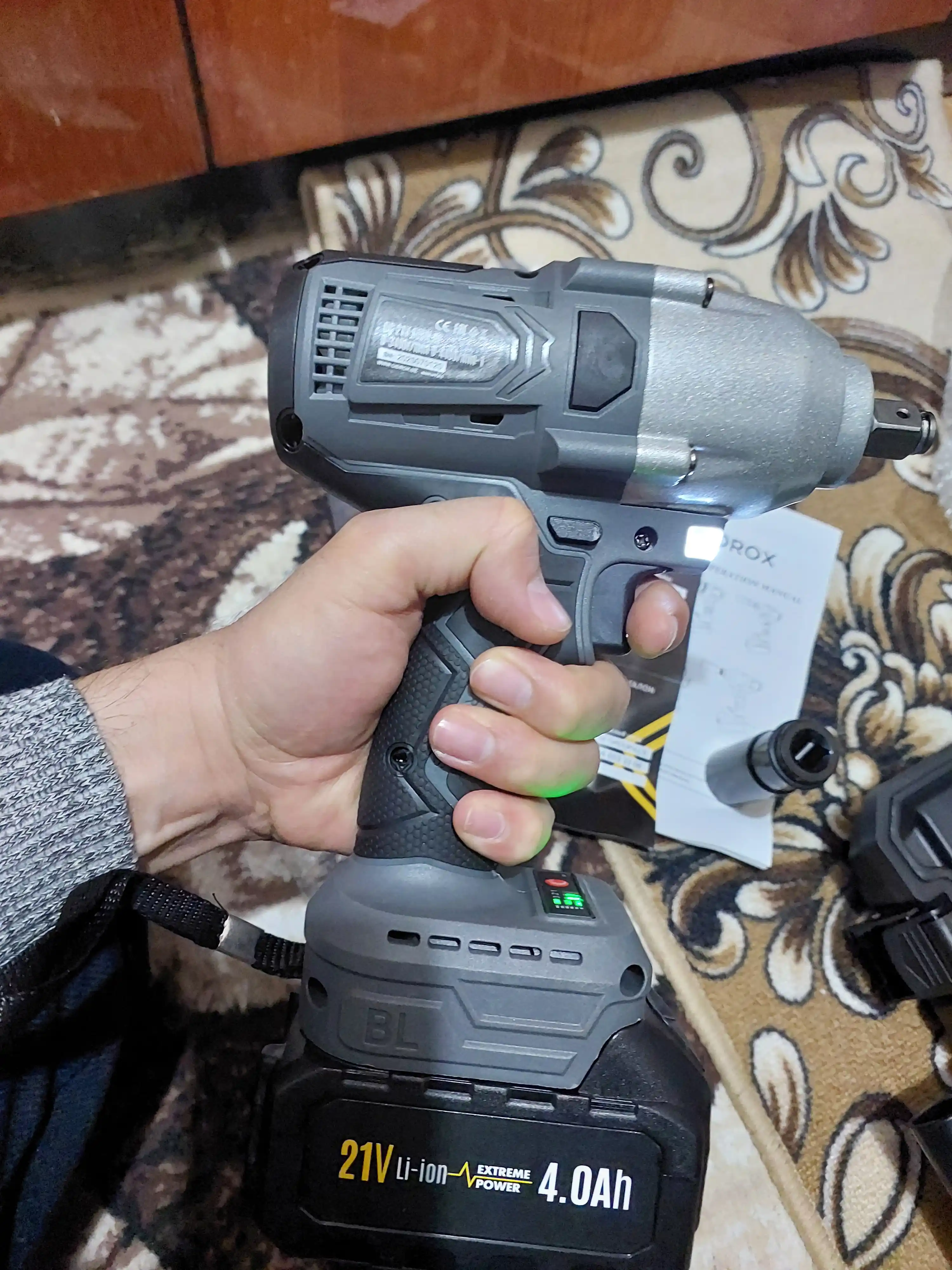 Гайковерт ударный, профессиональный гайковёрт GIDROX GPD-21V-D 600 N.M