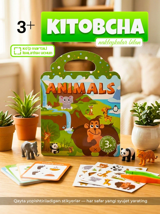 Bolalar uchun qayta yopishtiriladigan stiker kitobcha