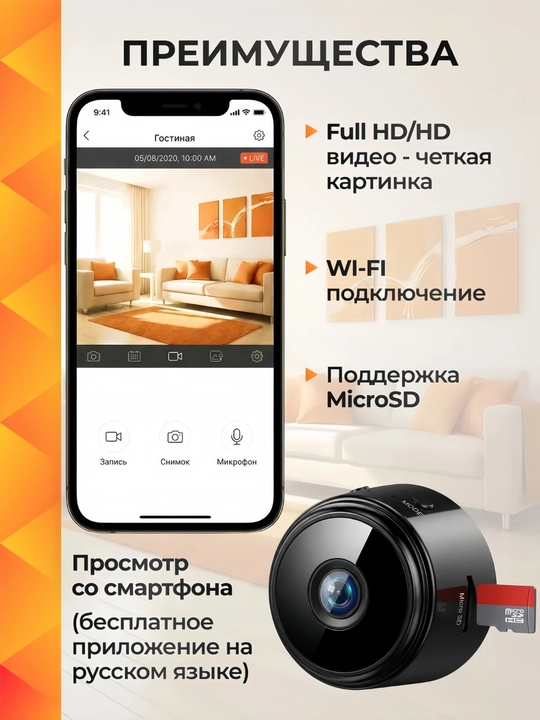Mini kamera, Wi-Fi kamera, Wi-Fisiz ham ishlaydi kamera