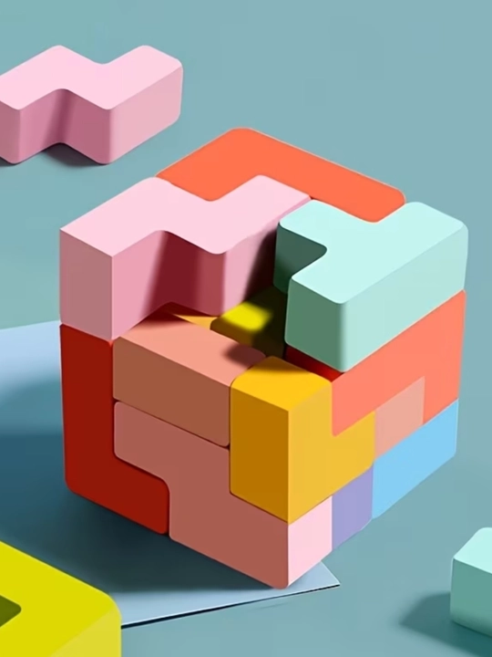Bolalar uchun yog'ochli Tetris boshqotirmasi, rivojlantiruvchi o'yinchoq