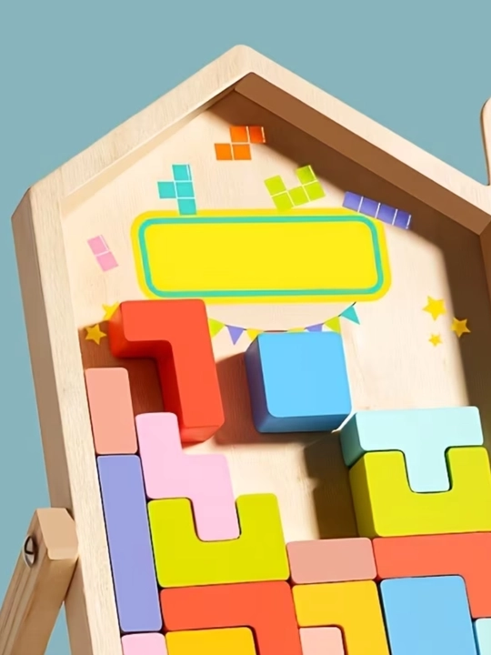 Bolalar uchun yog'ochli Tetris boshqotirmasi, rivojlantiruvchi o'yinchoq