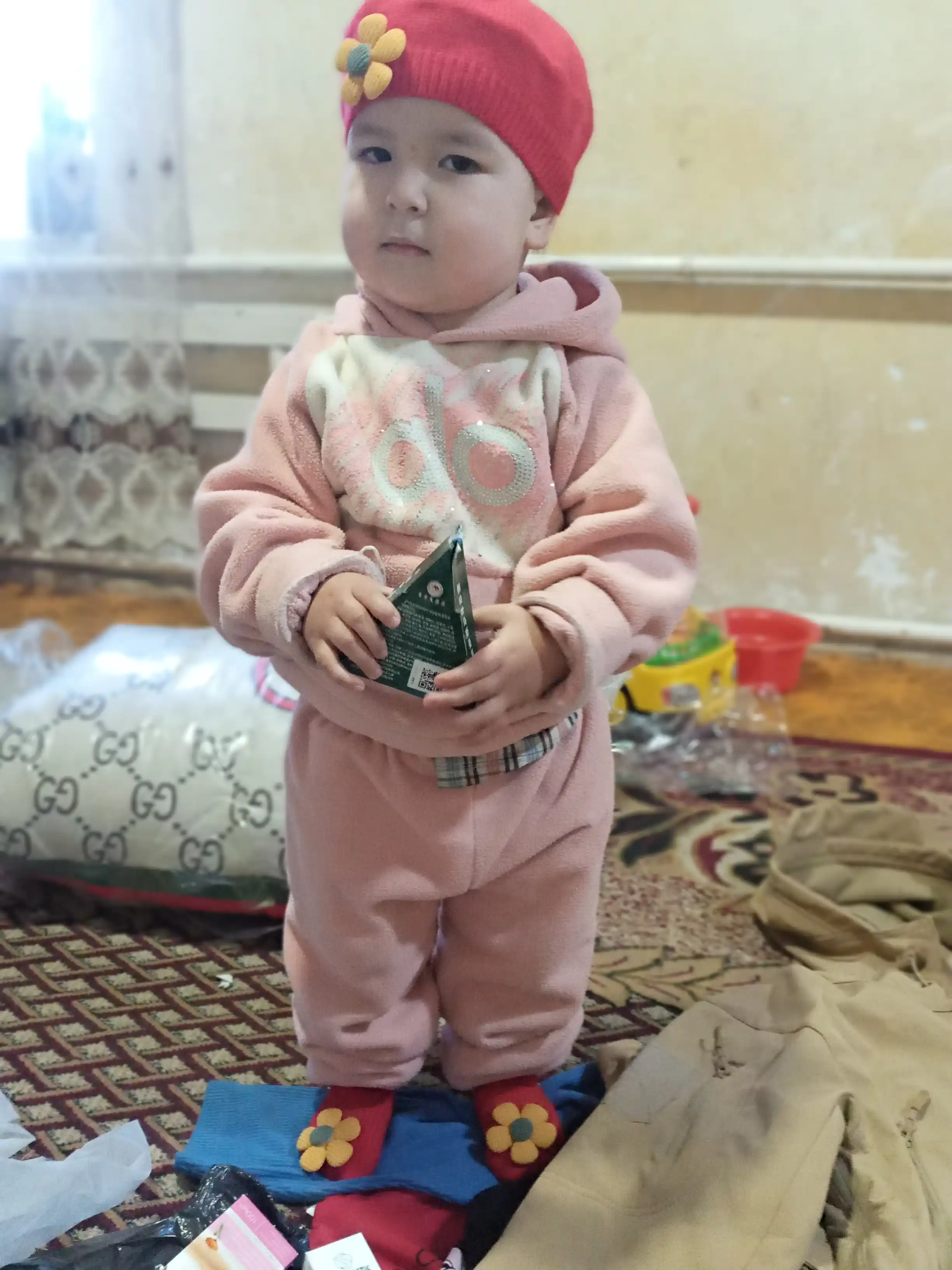 Комплект берета и носочков с цветочком, для детей 0–3 лет
