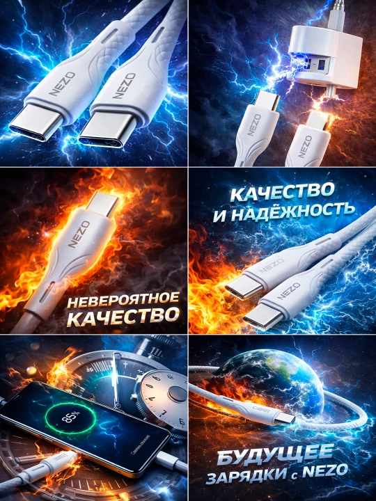 Zaryadlash kabeli IPhone va Android uchun, Type-c kabeli, 60 W