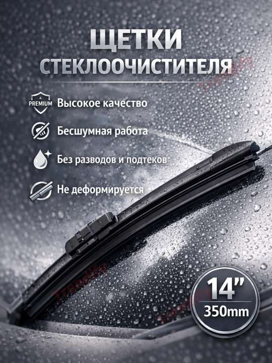 Дворник, бескаркасная щётка стеклоочистителя универсальная для авто, разные размеры - 