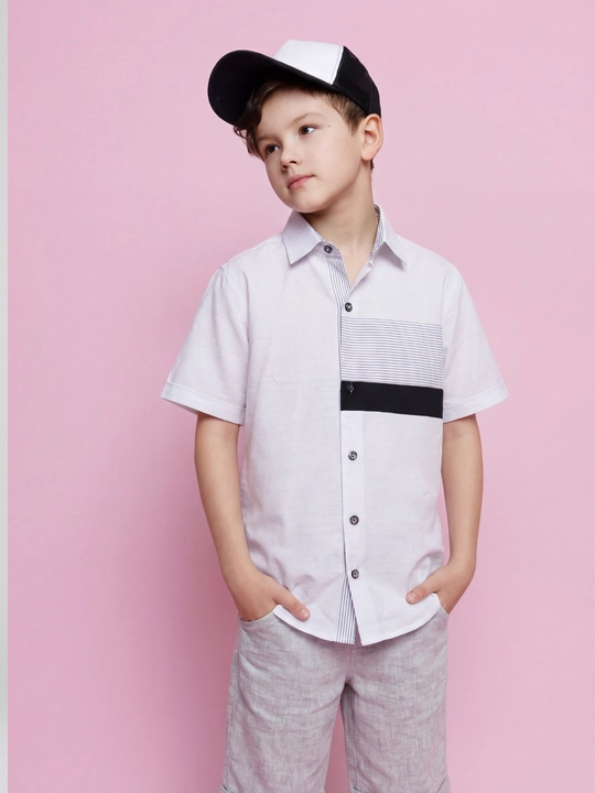 Рубашка для мальчика Slim Fit с длинным рукавом, школьная форма, 7-14 лет
