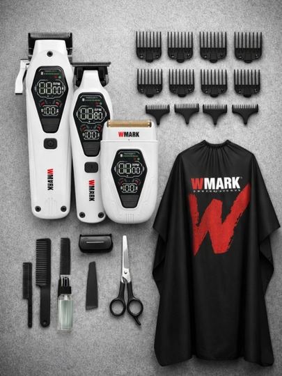 WMARK All-in-One набор барбер-машинки, для стрижки волос, бороды и усов сет для стайлинга — EXHOME-WMARK3-БЕЛЫЙ