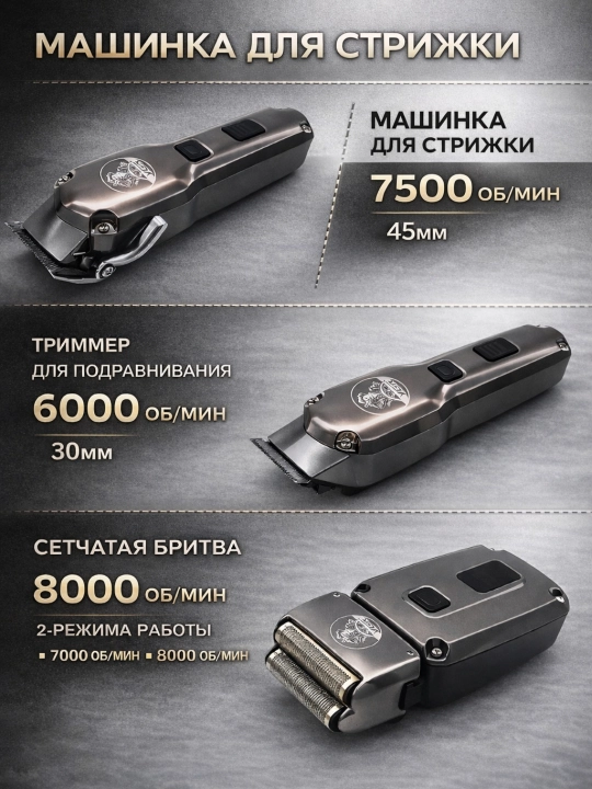 Профессиональная машинка, триммер для стрижки волос и бороды, комбо наборы от VGR