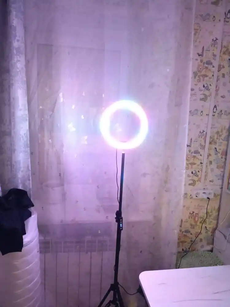 Селфи лампа, кольцевая, RGB, LED, с штативом