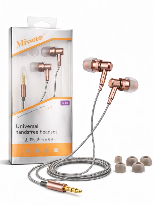 Проводные наушники JS-100 Universal, 3.5 мм, с микрофоном, металлический корпус, мощный бас  - 