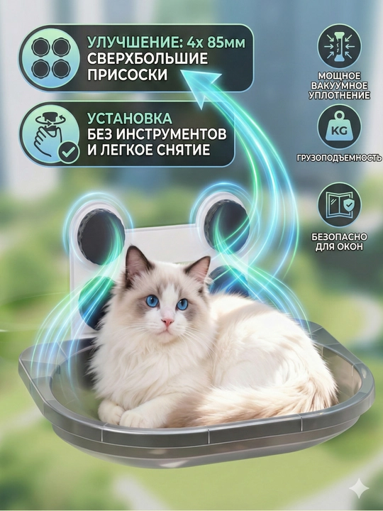 Гамак, домик для кошек, полка для кошек на окно на присосках, Подвесная лежанка,