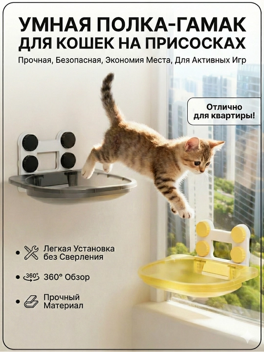 Гамак, домик для кошек, полка для кошек на окно на присосках, Подвесная лежанка,