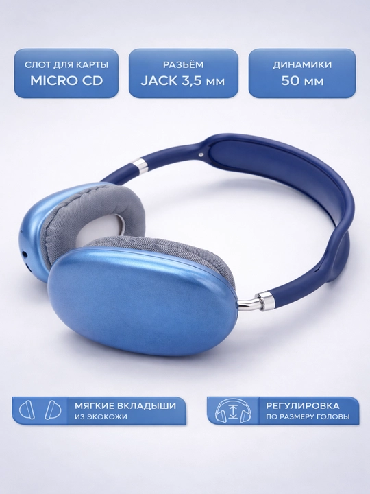 Mikrofonli P9 simsiz Bluetooth quloqchinlar, to‘liq o‘lchamli