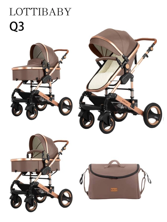 Универсальная коляска, 3 в 1, Lottibaby: прогулочный блок, 0-3 года - 