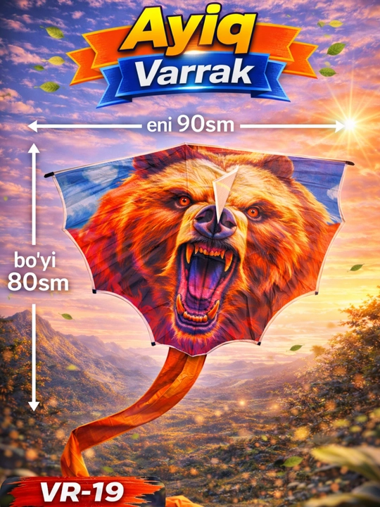 Rangli  varrak – bolalar uchun havo iloni, oson uchadigan, mustahkam karkasli
