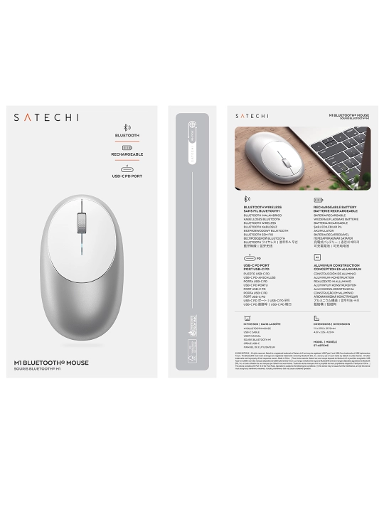 Simsiz sichqoncha Satechi M1 Bluetooth, qayta zaryadlanuvchi sichqoncha