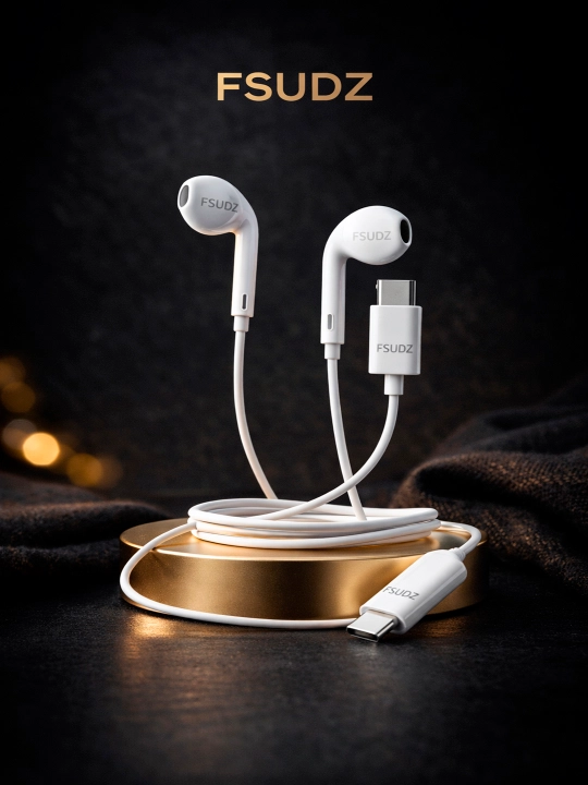 Наушники FSUDZ USB Type-C, стерео звук, с микрофоном, белые