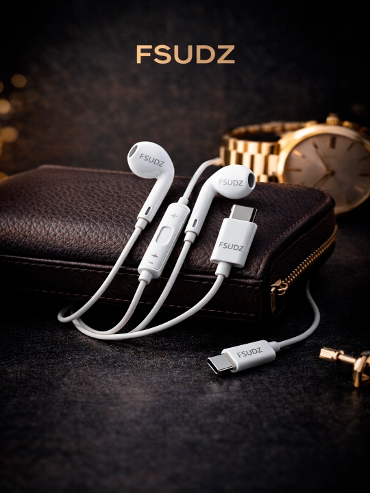 Наушники FSUDZ USB Type-C, стерео звук, с микрофоном, белые