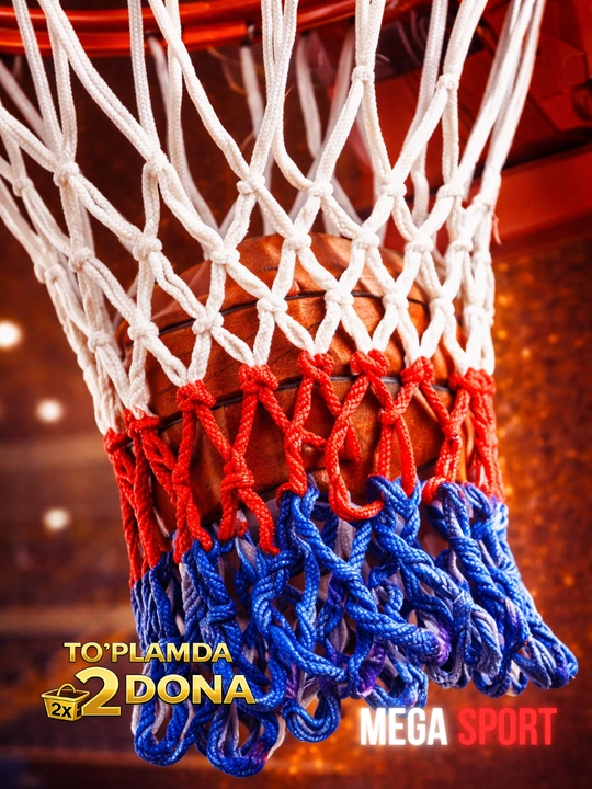 Basketbol to‘ri (2 ta to‘plam), 12 ta ilgak, mustahkam neylon - 