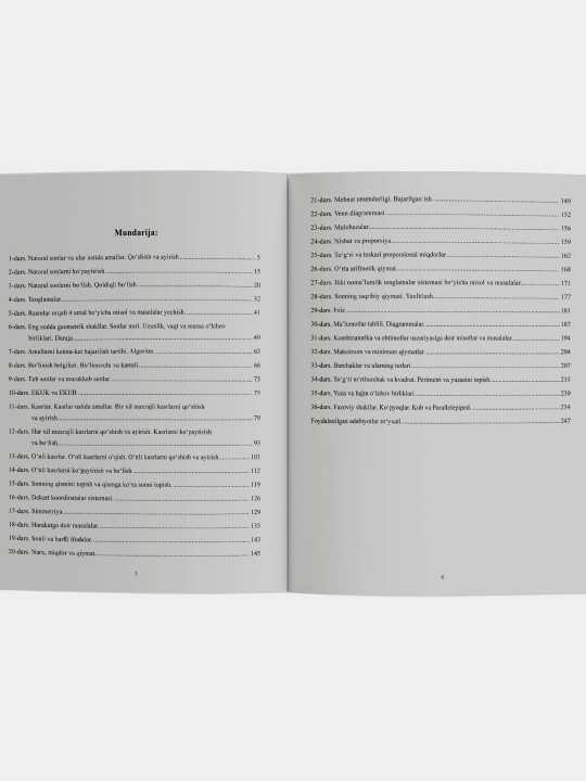 Фундаментал математика синфдан ташқари. 3-4 синфлар