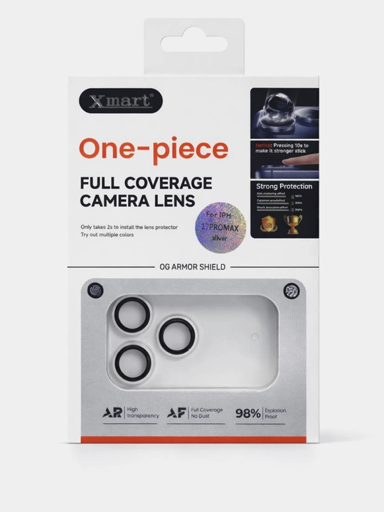 IPhone kamera uchun himoya oynasi 17 Pro/Pro Max. Xmart One-Piece kamera himoyasi