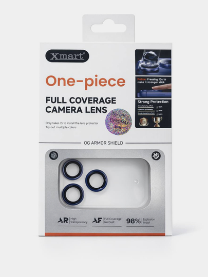 IPhone kamera uchun himoya oynasi 17 Pro/Pro Max. Xmart One-Piece kamera himoyasi