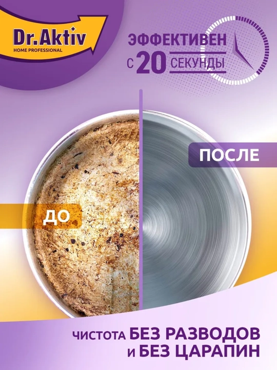 Набор для уборки Dr.Aktiv: антиналёт, антижир и средство для стекол 3 в 1
