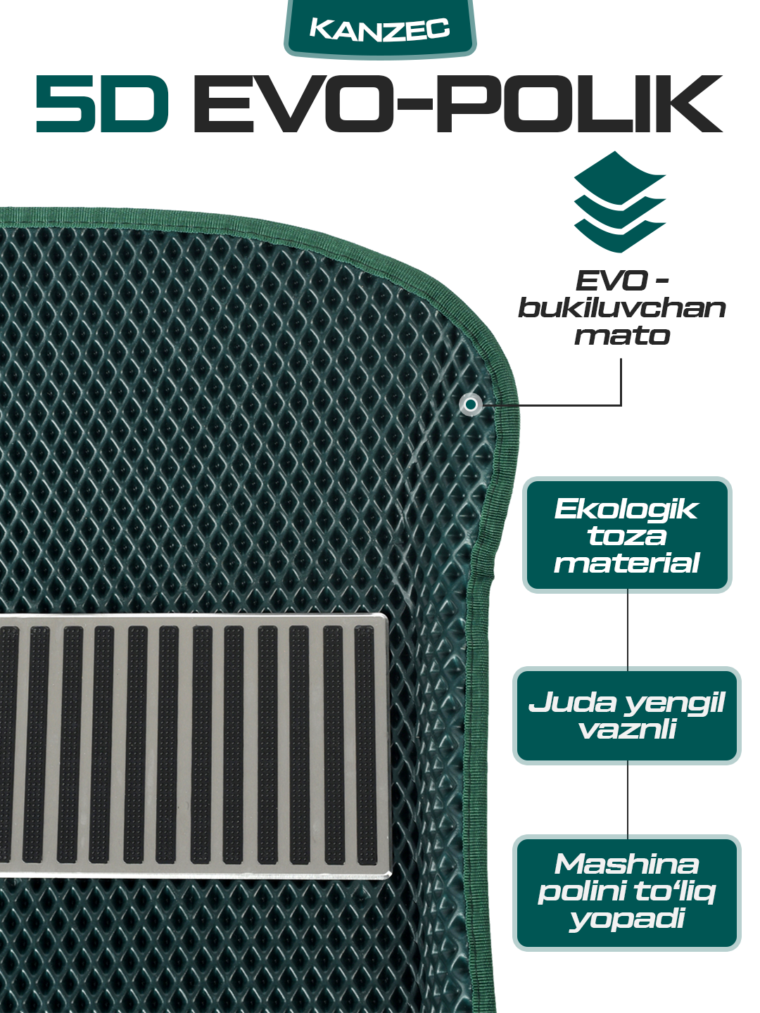 Автомобильные коврики "EVO POLIK CHAMPION - KANZEC", Cobalt, Spark, Nexia 3, Lacetti, Onix