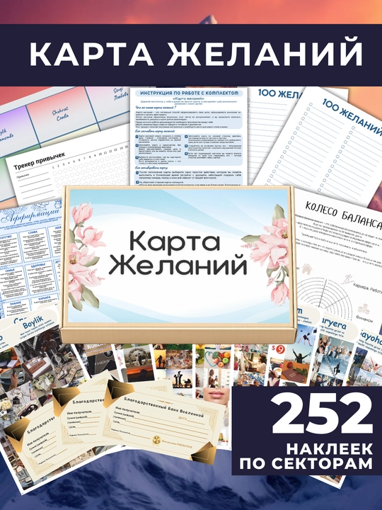 Карта желаний - подарочный набор для визуализации мечт, целей и успеха - 