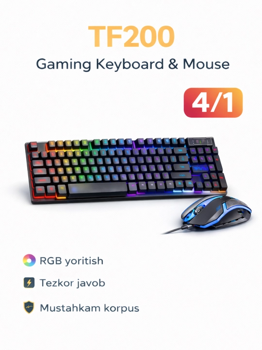 Игровой комплект: TF200, DHE-8001U, K2066, подставка для ноутбука и коврик 80x30 см