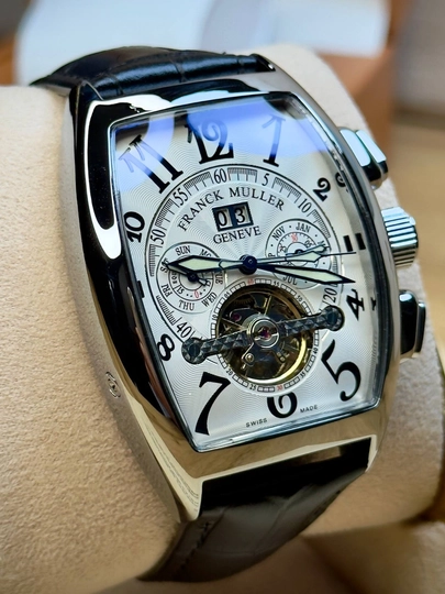 Мужские механические часы Franck Muller Geneve, подарочная упаковка — RWATCHS-FRANK-БЕЛЫЙ