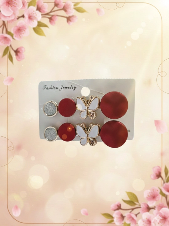 Soch uchun zakolka to‘plami 2 dona, qizil rang, bezakli, Fashion Jewelry - 