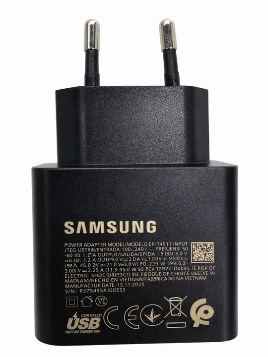 45W Samsung zaryadchik (ORG), adapter Type-C portli, Tezkor zaryadlash 2.0