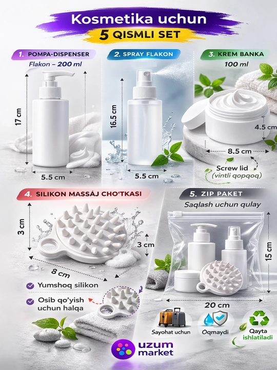 Kosmetika uchun sayohat flakonlari