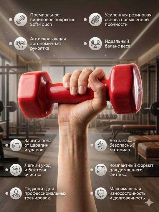 Виниловые гантели, для домашних занятий спортом и фитнесом, поштучно, разных цветов