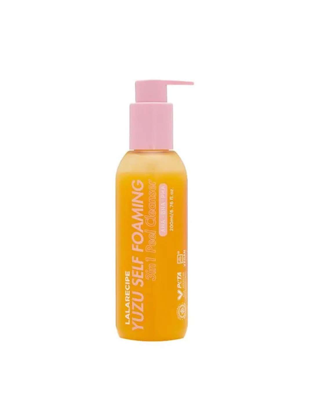 LALARICIPE Yuzu Self Foaming 3‑в‑1 AHA BHA – нежная пенка для очищения лица, 200 мл