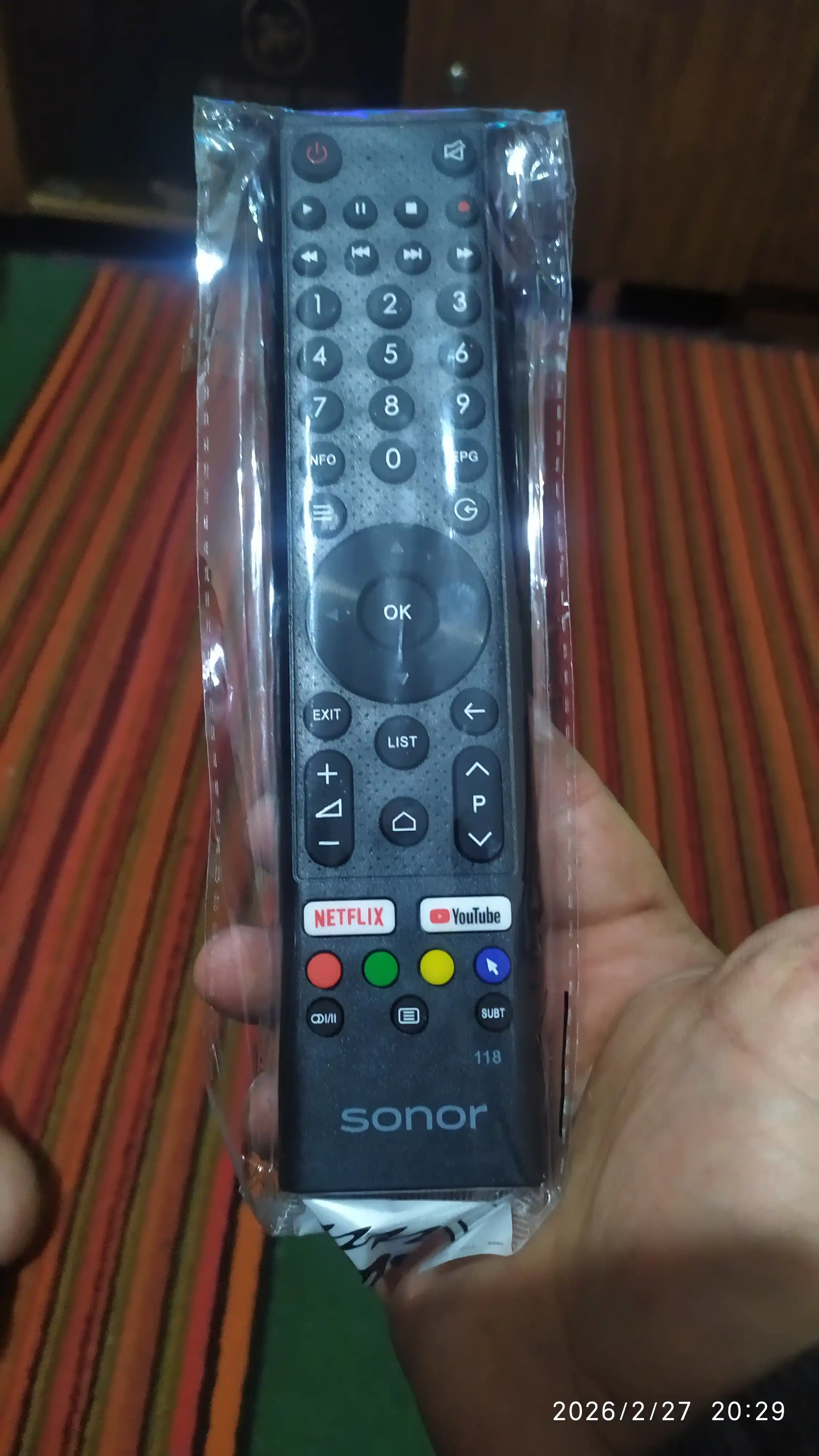 SONOR Smart TV televizorlari uchun masofaviy boshqaruv pulti, Netflix va YouTube bilan