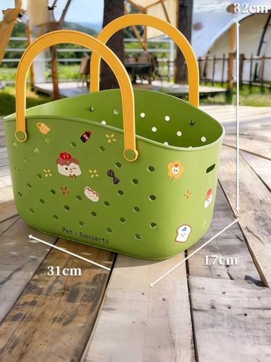 Tutqichli va stikerli plastik  savati 31×17×28 sm uy va sayohat uchun universal savat