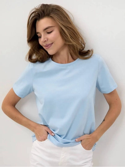 Женская футболка, OVERSIZE, с принтом, 100% хлопок — MYSHOOP-OVER-ГОЛУБ-4XL