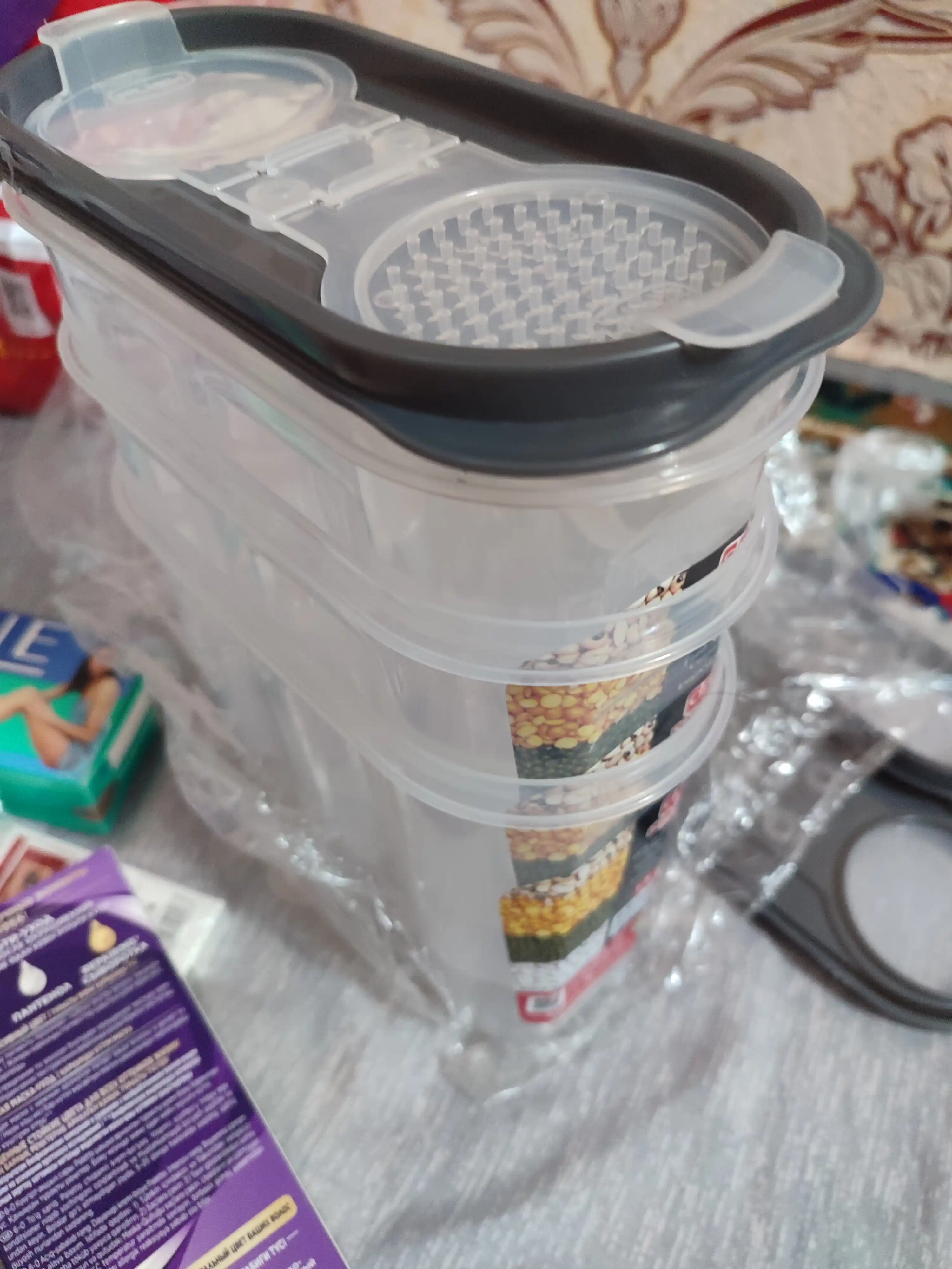 Контейнер, емкость для хранения сыпучих продуктов, набор пластиковых контейнеров