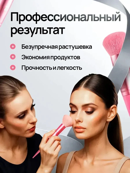 Набор кистей и спонж-губки для макияжа, набор из 33 штук (меховая косметичка в подарок)