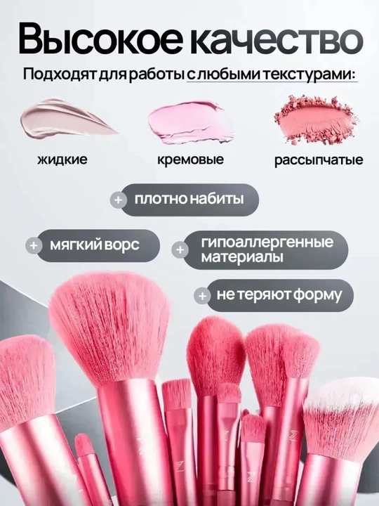 Набор кистей и спонж-губки для макияжа, набор из 33 штук (меховая косметичка в подарок)