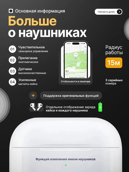 Simsiz quloqchinlar Pods Pro 2 , sensorli, iPhone va Android uchun naushnik