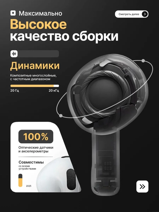 Simsiz quloqchinlar Pods Pro 2 , sensorli, iPhone va Android uchun naushnik