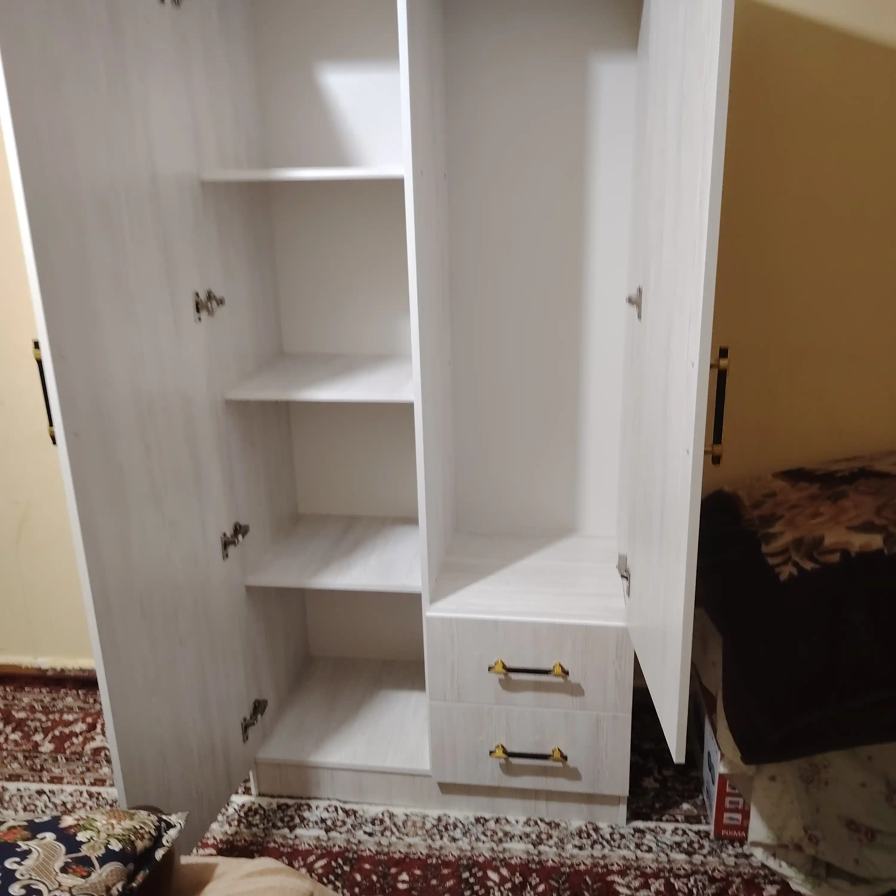 Шкаф для хранения одежды с двумя дверцами и ящиками
