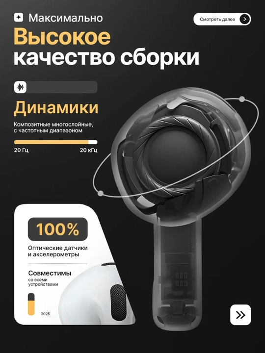Simsiz quloqchinlar Pods Pro 2 , sensorli, iPhone va Android uchun naushnik
