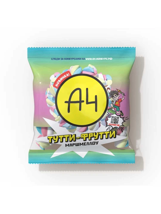 Tutti-Frutti ta’mli A4 chaynaladigan zefiri, 70 g - 