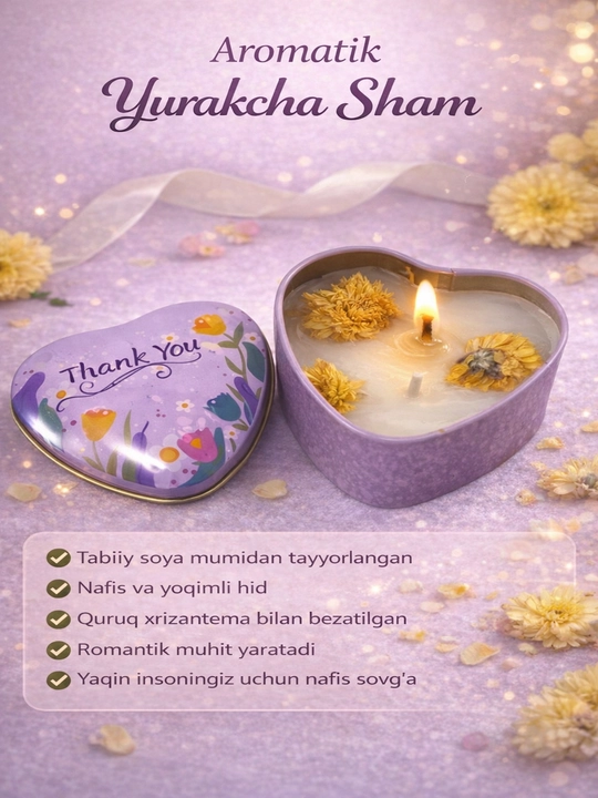 Aromatik yurakcha sham nafis dizayn, soya mumli 12% efir moyi - 