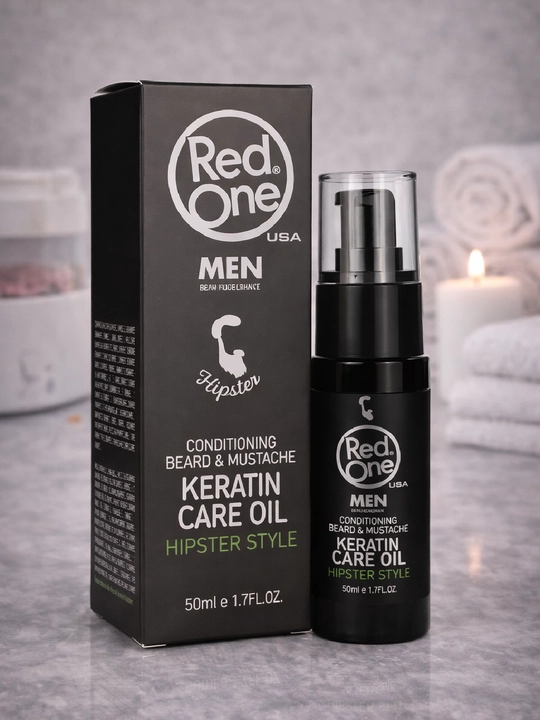 Масло для бороды и усов Red One Men Keratin Care Oil, Hipster Style, 50 мл - 